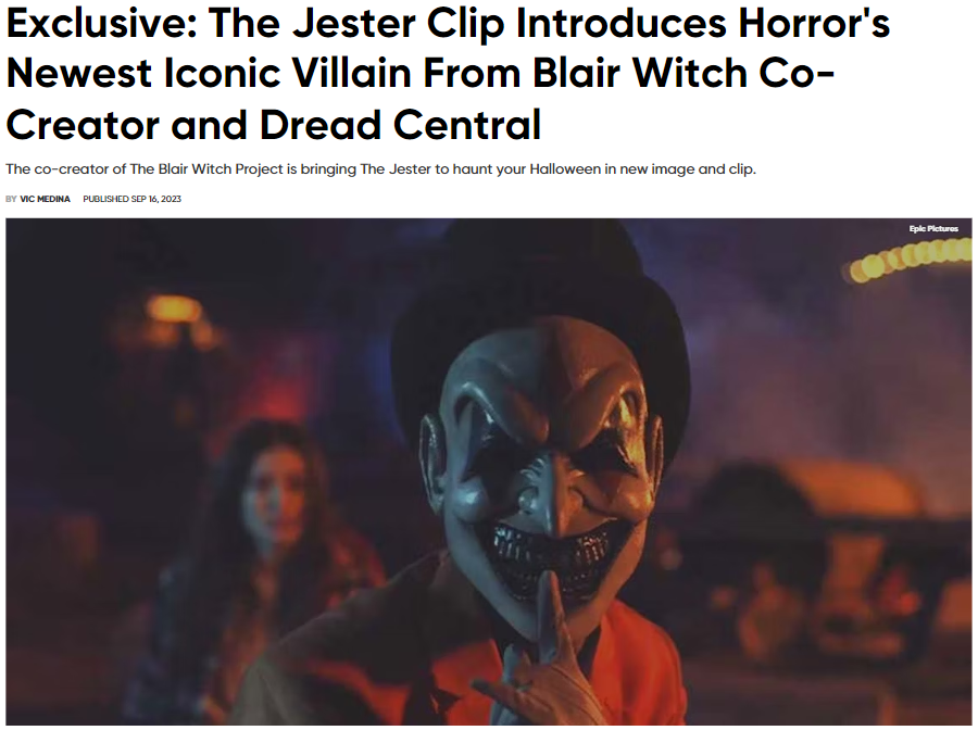 Exclusive: The Jester Clip Introduces Horror's Newest Iconic Villain From Blair Witch Co-Creator and Dread Central